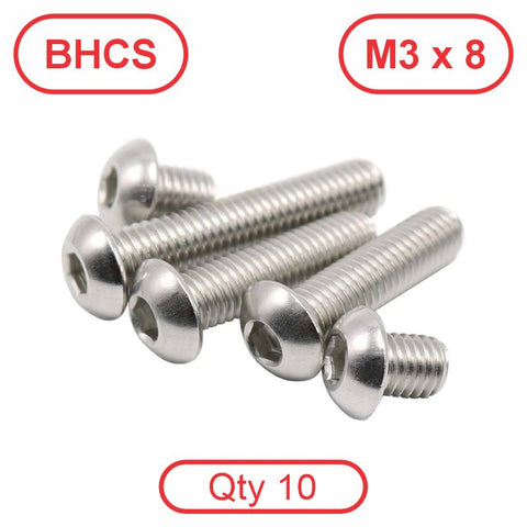 M3 x 8 304 Stainless BHCS