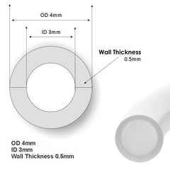 PTFE Tubing 3mm ID, 4mm OD