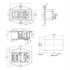 C14 Male AC Power Socket 220V 15A