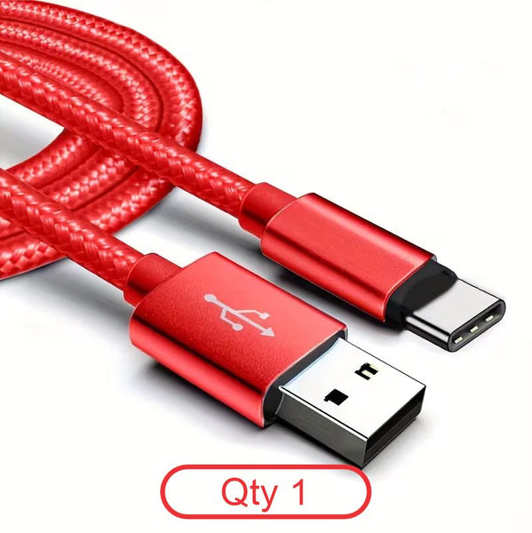USB-C Red Braided Cable 1m
