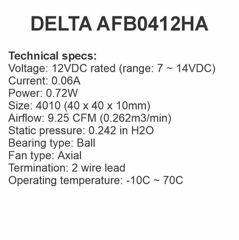 Delta 4010 12V Axial Fan
