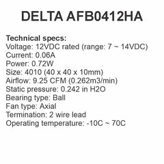 Delta 4010 12V Axial Fan