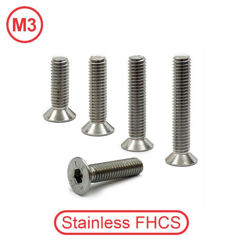 M3 Flat Head 304 Stainless Cap Screws
