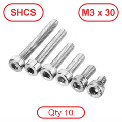 M3 Socket Head 304 Stainless Cap Screws