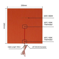 Silicone Bed Heater 220V 600W 200mm x 200mm